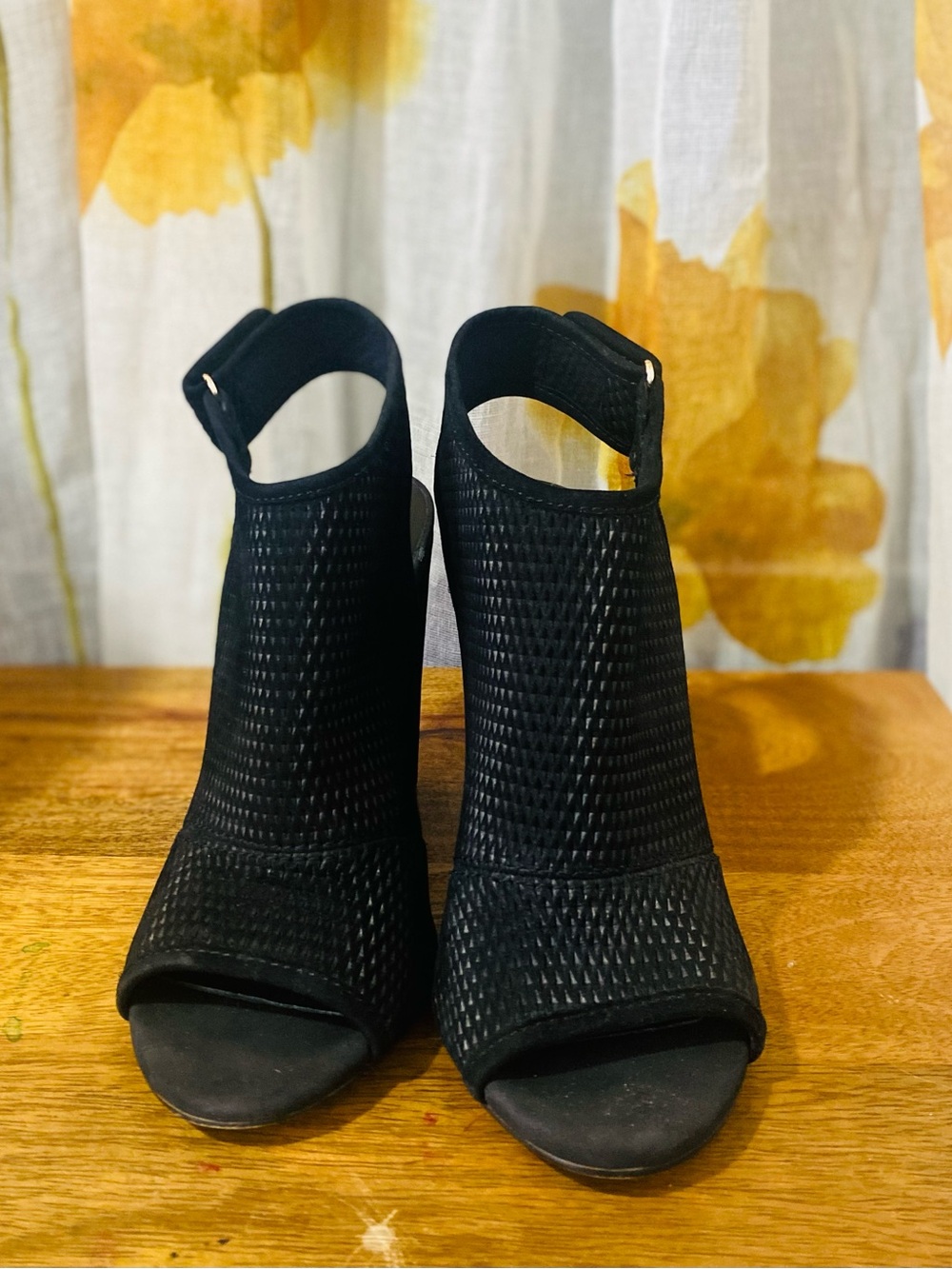 Aldo Black Open-Toe Heeled Booties